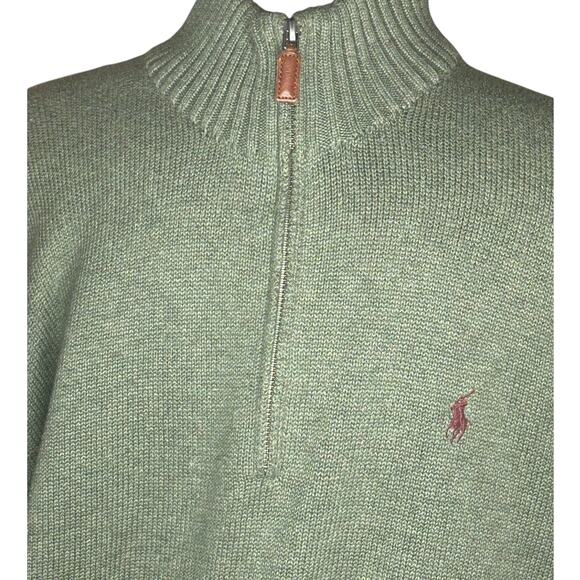 Polo Ralph Lauren Men's quarter zip pullover sweater in a sage color size large - Picture 2 of 4